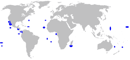 Distribución del tiburón de las Islas Galápagos (Hábitat)